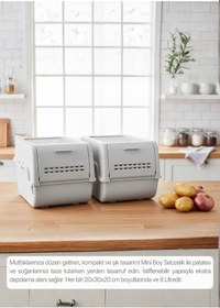 Resim 2'li Mini Boy Patates Soğan Sepeti Bpa Free Sebzelik Organizer Kutu Motek Gri 8 L Gri 