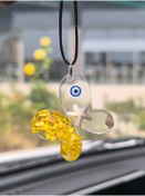 Resim Esey Dizayn Nazar Boncuğu Sarı Taşlı Kelebek Araba Dikiz Ayna Süsü - Epoksi 