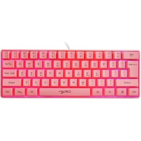 Resim Hxsj V700 Kablolu Oyun Klavyesi Rgb Streamer Kablolu Klavye 61 Tuşlu Oyun Klavyesi Oyun/ofis İçin Pembe 