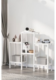 Resim 6 Katlı Banyo Düzenyelici Raf Mutfak Banyo Salon Çocuk Odası Düzenleyici Raf - Beyaz Beyaz 