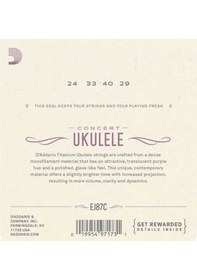 Resim D'addario Ej87C Concert Ukulele Takım Tel 
