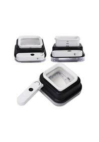 Resim Saatci Kuyumcu Büyüteçi Çift Optik Cam Lens 10x 15x 20x Işıklı Büyüteç Uv Mavi 4 Led Ölçekli Büyüteç 