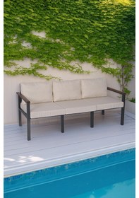 Resim Neokas Balkon Mobilyası, Metal Oturma Grubu, Balkon Seti, Kafe Koltuğu, Teras Takımı, 1 Üçlü Koltuk Antrasit 