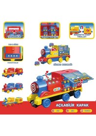 Resim Eğitici İnteraktif Tren Seti - Sesli, Işıklı, Manyetik Vagonlu Ve Kaydıraklı Büyük Oyuncak 