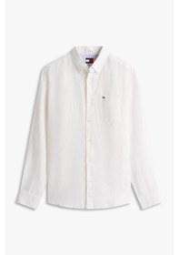 Resim Tommy Hilfiger Tjm Erkek Regular Ekru Keten Gömlek-15173 