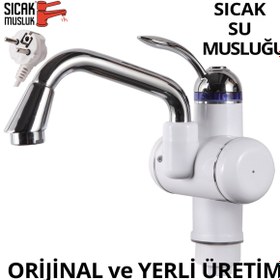 Resim Sıcak Musluk Elektrikli Ani Su Isıtıcı Termal Şofben Musluk Lavaboya Monteli 