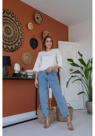 Resim Ge Ticaret Beyaz Püskül Detaylı Bluz Beyaz 