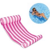 Resim Dancemonkey Eğlence Su Yüzen Yatak Hamak Şişme Yüzen Sıra Şezlong Pembe Beyaz Çizgili Çok Renkli Çok Renkli 