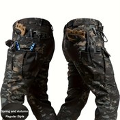 Resim Erkek Kamuflaj Kargo Pantolonları - Çoklu Cep, Denge Fit, Tüm Mevsimler İçin Uygun, Nefes Alabilen, Rahat Dış Mekan Joggers, Kamuflaj Desenli, Polyester Kumaş, Rahat Tarz, Tüm Mevsimler İçin Uygun Joggers 
