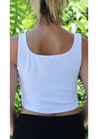 Resim Afri Kadın Beyaz Basic Ribana Atlet Crop Likralı Spor Üst Beyaz 