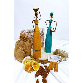 Resim ModaYani 2 Adet HandMade El Yapımı Afrikalı Kadın Biblo Geri Dönüşüm Bereket Bebekleri 