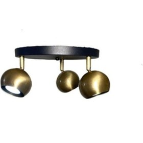 Resim Rsylight Metal Modern 3 Lü Eskitme Kaplama Siyah Led Spot 180 Derece Hareketli Avize Günışığı Ampullü Eskitme 