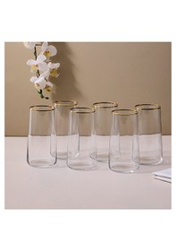 Resim Sandro Moreno Dolce Vita Meşrubat Bardağı 6 Lı 540 Ml Altın File Seffaf 