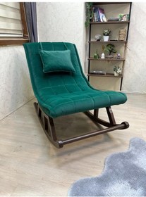 Resim Asedia Asedia Miskin Ceviz Yeşil Sallanan Sandalye Dinlenme Koltuğu 