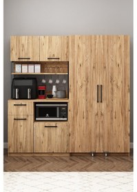 Resim Ervin Kahve Köşesi 2 Kapaklı Airfry Kiler Dolabı Çok Amaçlı Erzak Dolabı Atlantik Çam Atlantik Çam 