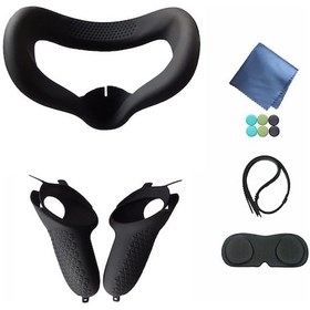 Resim Oculus Quest 2 Yüz Maskesi Denetleyici Tutma Aksesuarları İçin Silikon Kapak Tere Dayanıklı Yastık - Siyah 