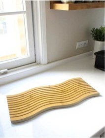 Resim Dalgalı Çift Taraf Tasarımlı Ahşap Sunum Tepsisi 