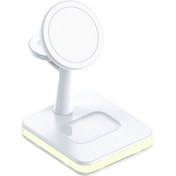 Resim Butu J991 3'ü 1 Arada Manyetik Adsorpsiyon Masaüstü Kablosuz Şarj Cihazı Beyaz 