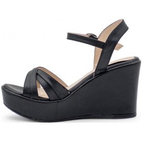 Resim Lameira Düz Dolgu Topuk Çapraz Kadın Sandalet Siyah 