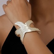 Resim Yıldızbalığı Şeklinde Metal Açık Bilezik - Kadınlar ve Erkekler için Altın Tonlu Ayarlanabilir Okyanus İlhamlı Takı, Plaj Tatili ve Günlük Kıyafet, Dayanıklı Tüm Sezon Aksesuarı, Günlük Takı | Okyanus İlhamlı Tasarım | Altın Tonu Bitişli, Plaj Takısı 