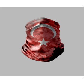 Resim Türk Bayrağı Tasarımlı Motorsiklet Bandana Siyah 