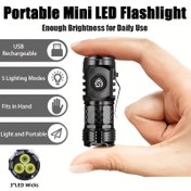 Resim Yüksek parlaklık mini el feneri, 3 adet yüksek parlaklık LED çekirdekli, kurbağa gözü lens, 14500 pil, ultra parlak USB şarj edilebilir, klipsli tasarım, sadece 50g, hafif ve taşınabilir, ev kullanımı için uygun, gece yol aydınlatması, açık hava kampçılığı 