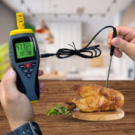 Resim Sevgift KC-321C Taşınabilir Ortam Sıcaklık Nem Ölçer | Harici Problu Isı Ölçer 