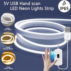Resim El Hareketi Kontrollü 1 Adet USB ile Çalışan LED Neon Işık Şeridi, Esnek & Kesilebilir 3000-3500 LED'li, Ayarlanabilir Parlaklık, Yatak Odası, Oturma Odası, Düğün Dekoru için Düzgün Beyaz Işık, Ortam Aydınlatması | Modern Aydınlatma | Yumuşak Parıltılı Işıklar 