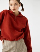 Resim Fermuar Detaylı Polar Sweatshirt 