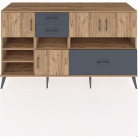 Resim Kronos Konsol 7 Raflı 3 Çekmeceli 4 Kapaklı 176x59x99 Çam-çam/ant Çam-çam/antrasit 