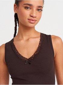 Resim Dilvin 31778 Dantel Detaylı Top-koyu Kahve Koyu Kahve 
