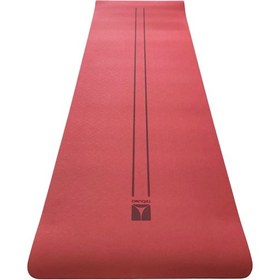 Resim Rebuwo Çift Çizgi Tasarımlı Tpe Yoga Pilates Matı 8 Mm Kaymaz Hafif Taşınabilir - Bordo Bordo 