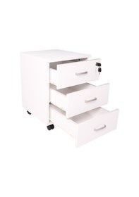 Resim Ofisbazaar 3 Çekmeceli Kilitli Tekerlekli Keson 60x45x40 Cm 18 Mm Suntalam - Beyaz 