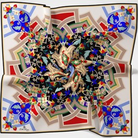 Resim Silk Home Twill Eşarp Mandala Desen - mozaik 