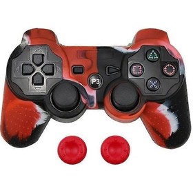 Resim Ps3 Kontrol Cihazı Gamepad Silikon Kauçuk Kılıf Koruyucu Kapak Playstation 3 Joystick İçin 2 Başparmak Tutacağı Kapağı:kamuflaj Kırmızısı Newway 