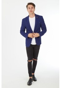 Resim Sposo G-223 Dar Kalıp Yarım Astarlı Açık Laci Erkek Blazer Ceket Açık Lacivert 