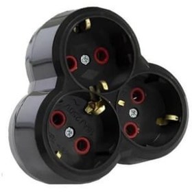 Resim Mutlusan Üçlü Yonca Golyat Fiş Priz Siyah 