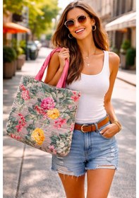 Resim Ky Atelier Çiçek Desenli Renkli Kapitone Plaj Çanta- El Yapımı Clutch- Abiye & Günlük Kullanım- Şık Kadın Çanta Çok renkli 