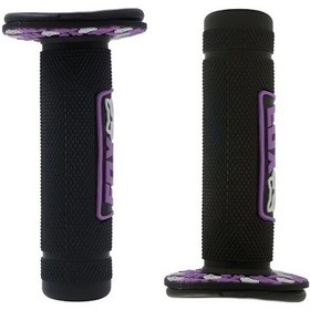 Resim Hightower Siyah Vinil Mor 7/8" Evrensel Motosiklet Atv Direksiyon Tutamağı - Dayanıklı Konforlu Motocross 