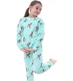 Resim Zuzunga Geyik Desenli Kız Çocuk Pijama Takımı Turkuaz 