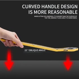 Resim Topnotch 1 Adet Sağlam Metal Cırcırlı Bijon Anahtarı 360 Derece Döner Başlık Uzun Saplı Çapraz Bijon Çatalı 