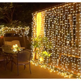 Resim baytoptan 3*3 Perde Led Sarı Işık 