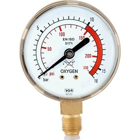 Resim Yıldız Basınç Göstergesi Oksijen 10 Bar Kadran Sonu 16 Bar 