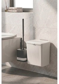 Resim Banyo Çöp Kovası Ve Klozet Fırçası Duvara Yapıştırmalı Antrasit Fırça Antrasit-beyaz 