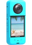 Resim Haikou Insta360 One X3 Aksiyon Kamerası İçin Silikon Kılıf - Düşmeye Karşı Koruyucu Lens Kapaklı Mavi 