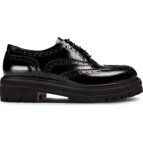 Resim Deery Deri Siyah Günlük Kadın Oxford Ayakkabı 