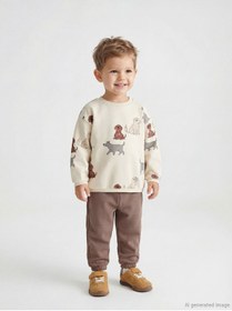 Resim LC Waikiki GÜLİS GİYİM'DEN Bej Baskılı Erkek Bebek Sweatshirt ve Eşofman Altı 