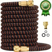 Resim 1 adet FlexiHose Genişletilebilir Bahçe Hortumu, 50ft, 3/4 İnç Çap, Yüksek Basınçlı Kauçuk Hortum, Pirinç Bağlantı Parçaları ve Avrupa Dişli Adaptörü ile Çim Bakımı, Araba Yıkama ve Endüstriyel Kullanım için 