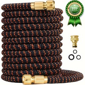 Resim 1 adet FlexiHose Genişletilebilir Bahçe Hortumu, 50ft, 3/4 İnç Çap, Yüksek Basınçlı Kauçuk Hortum, Pirinç Bağlantı Parçaları ve Avrupa Dişli Adaptörü ile Çim Bakımı, Araba Yıkama ve Endüstriyel Kullanım için 