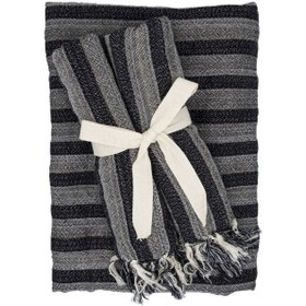 Resim Black and Anthracite Striped Peshtamal 